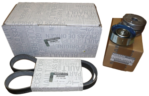 ZESTAW PASKA KLINOWEGO RENAULT CLIO III LAGUNA III 2.0 16V 7701477526 ORYGINAŁ